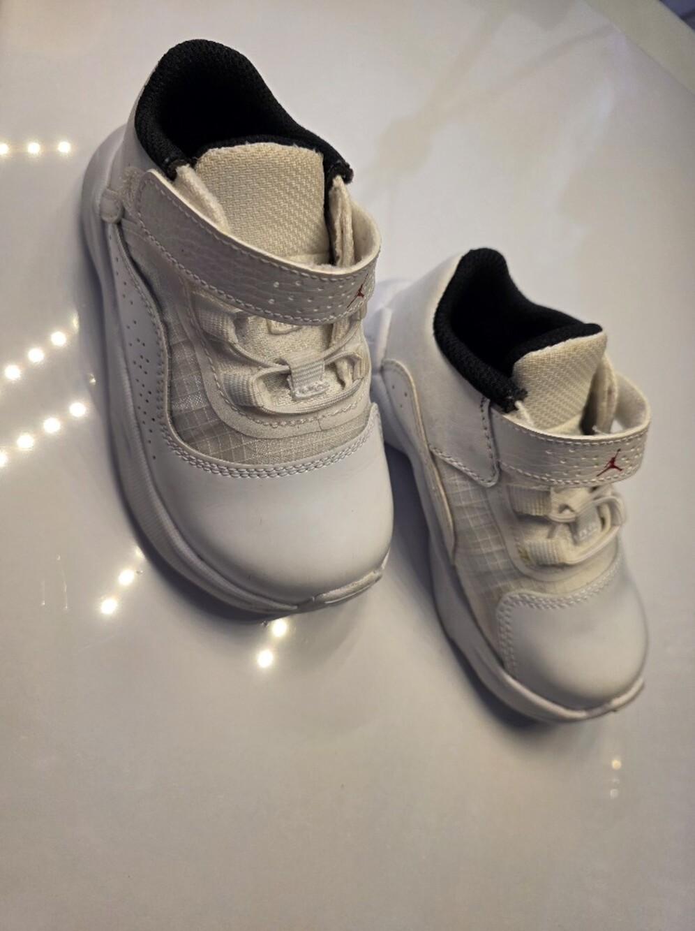 Jordan Toddler White and Black Velcro Strap Sneakers